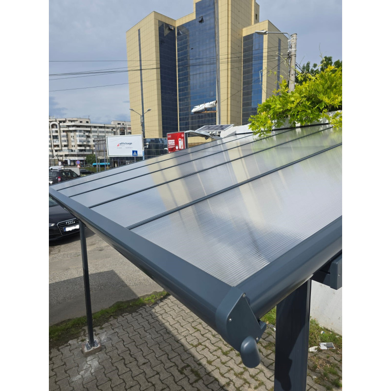 PERGOLA PENTRU PERETE, ACOPERITA CU POLICARBONAT, 312X254X206/250 CM