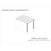 PERGOLA PENTRU PERETE, ACOPERITA CU POLICARBONAT, 312X303X206/258 CM