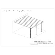 PERGOLA PENTRU PERETE, ACOPERITA CU POLICARBONAT, 492X400X206/275 CM