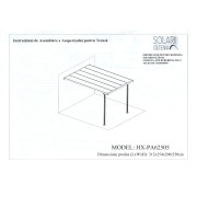 PERGOLA PENTRU PERETE, ACOPERITA CU POLICARBONAT, 312X254X206/250 CM